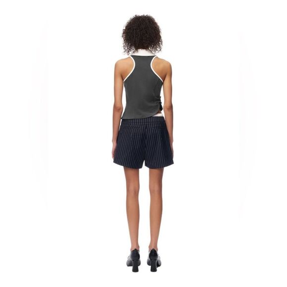 NWOT Ann Andelman black striped drawstring shorts - Picture 3 of 8